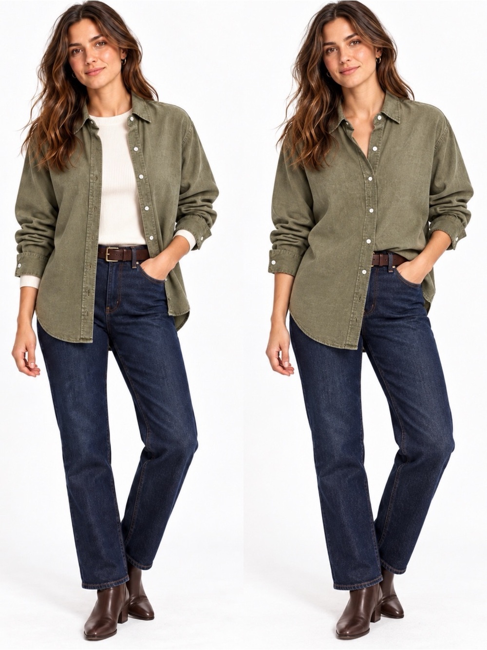 Everlane Must-Have 100% Linen Shirt Olive Green Relaxed Button-Down 6
